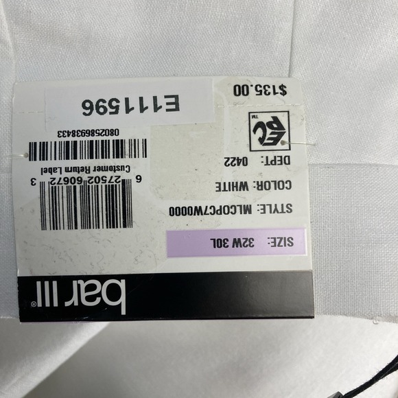 BAR III Men's Suit Slim Fit 2-Pc White Linen Blend 38R Jacket 32x30 Pants F03383 - Picture 7 of 14